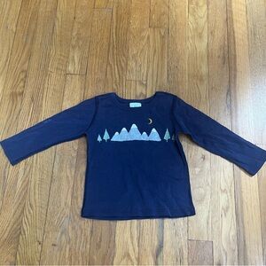 Hanna Andersson Navy Long Sleeve Tee with Mountain Appliqué 80 cm